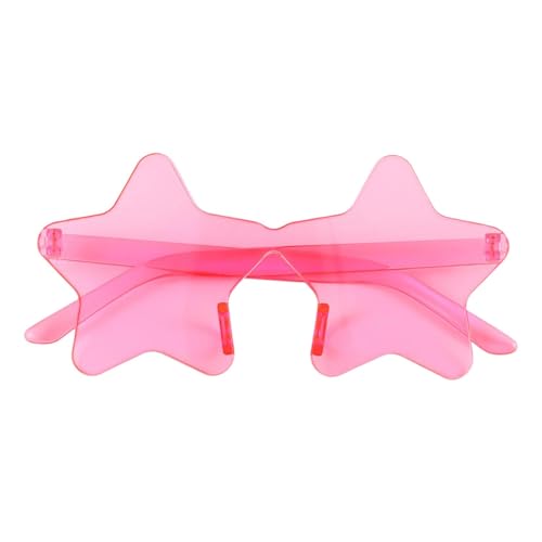 Image of WKAYsIV Star Sunglasses Bulk Colorful Rimless Star Glasses Transparent Candy Color Sunglass for Adult Kids (Pink)