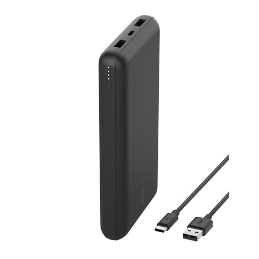 Belkin Batterie externe USB-C 20000mAh (power bank puissance de 20K, entrée et sortie USB-C, 2 ports USB-A, câble USB-C vers USB-A fourni, pour iPhone, Galaxy, Pixel, iPad, AirPods, etc.) - Noir