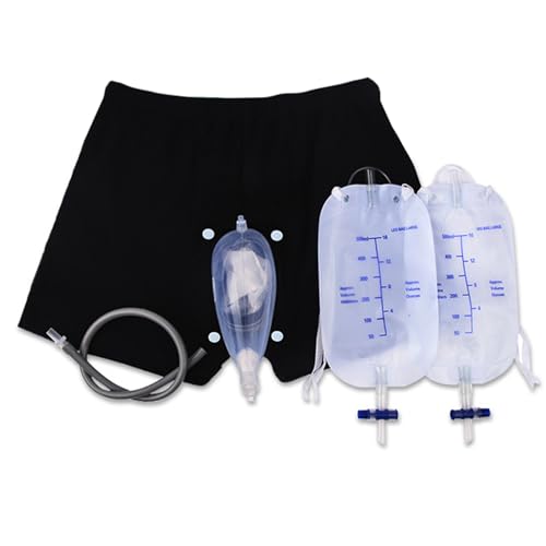 Men's Incontinence Briefs Set Leakproof Incontinence Underwear for Men Detachable Wearable Urinal with Urine Leg Bag & Silicone Urine Collector Catheter for Men Elderly, M,Men's Incontinence Briefs