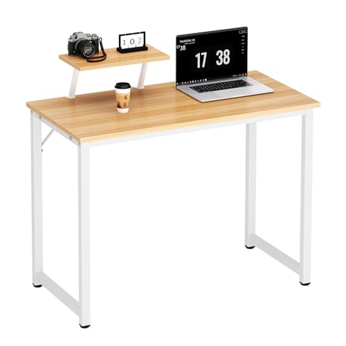 AuraCraft Scrivania, scrivania per computer con supporto rimovibile, per computer portatile, tavolo da lavoro, in legno, per ufficio, soggiorno, casa, ufficio (acero bianco, 80 x 40 x 75 cm)