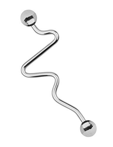 Modern Nature Piercingschmuck Industrial Piercing Acero 316L Vara 1,6 X 35mm o 38mm Anodizado con Corazón EKG Motivo - Plata Cover