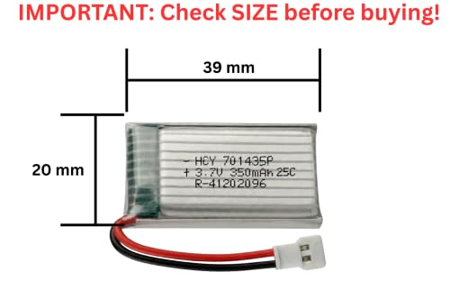 Image of 3.7V LiPo Drone Battery (350mAh, 25C) | Replacement Rechargeable Battery for DIY Drone Kit, RC Quadcopter, Boat, Car, Helicopter, and Airplane | 802540P (350mah-long)