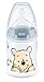 NUK First Choice+ - Biberon Disney Winnieh the Pooh | 0-6 mesi | Indicatore di temperatura | 150 ml | valvola anticoliche | senza BPA | tettarella in silicone | blu