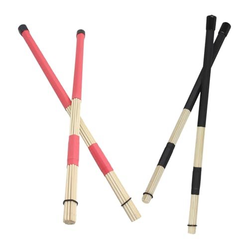 AKOOSY - AKOOSY 2 Paires Balais pour Batterie Percussion Silencieuses pour Pratique et Performance Jazz Accessoires pour Batterie Acoustique Résistantes et Antidérapantes