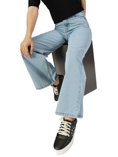 Image of THIRD QUADRANT Women Wide Leg Jeans with high Waist || Black Jeans for Women || Flared Jeans for Women