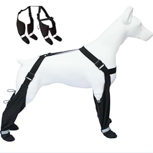 Dog Suspender Boots for Large Dogs, Anti-Slip Dog Paw Boot Leggings, Adjustable Dogs Shoes Winter Snow Rain Hiking, Large