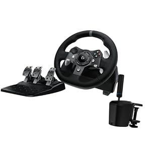 Logitech G920 Driving Force Racing Wheel and Floor Pedals, Real Force Feedback, Stainless Steel Paddle Shifters, Leather Steering Wheel Cover for Xbox Series X|S, Xbox One, PC, Mac – Black