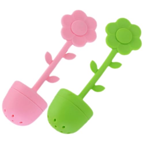 MUCKLILY Infusore per Tè in Silicone 2 Pezzi a Forma di Fiore Colino da Tè Sfuso per Casa e Ufficio Accessori Filtro per Infusore ai Fiori Colore Casuale
