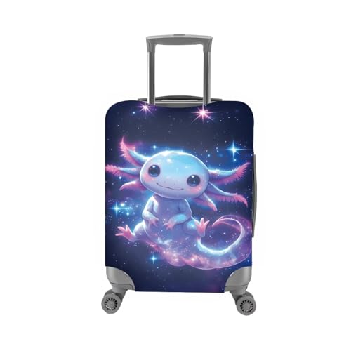 Image of Mumeson Galaxy Axolotl Luggage Cover Protector Suitcase Cover Spandex Travel Luggage Cases Fit 18-32 Inch Washable Suitcase Protective