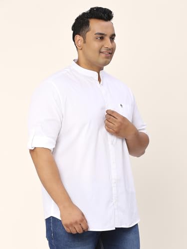 Image of Thomas Scott Mens | Full Sleeve | Solid Plain Color | Regular Fit | Plus Size | 100% Cotton | Mandarin Collar | Casual | Shirt