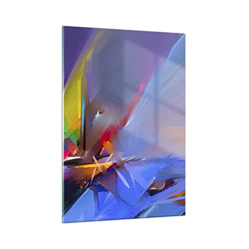 Moderne Impression sur Verre astrazione moderna Image Tableau en Verre Decoration Murale 50x70cm Deco Salon Chambre Cuisine Vertical Petit Tableaux Decoratifs...