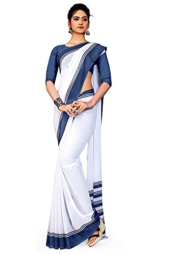 Image of Uniform Sarees Corp Women's Polyester, Cotton Saree With Blouse Piece