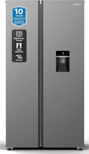 KROME Side-by-Side Refrigerator, Gross 701L, Inverter Compressor, Total No Frost, External LED Display, Water Dispenser, Ice Twister, Door Alarm, INOX Finish, KR-SBS 701WIH