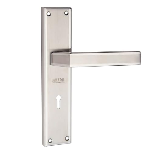 Image of Milton Stainless Steel Mortise Lock Set with Two Tone Finish, MSS-491 Model, Door Hardware with Keys and Lock Body