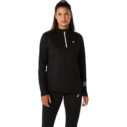 ASICS Women's ICON 1/2 ZIP LONG SLEEVE TOP Running Apparel, S, PERFORMANCE BLACK