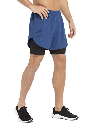 Gesean Men's 5" Workout Running Shorts Lightweight Gym Athletic Shorts For Men With Pocket Dark Blue X-Large #TOP2
