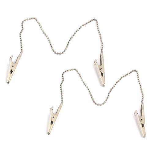 AAProTools Dental Bib Clips Flexible Ball Chain Napkin Holder 2 Pcs Silvery