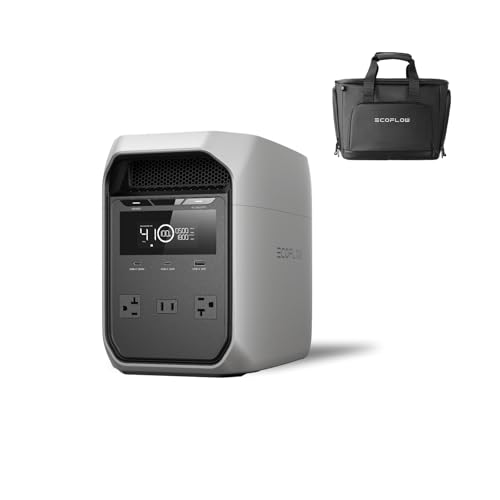 EF ECOFLOW Portable Power Station Delta 3 Classic with Waterproof Bag, 1024Wh LiFePO4 Battery, 1800W AC/100W USB-C Output, 1 Hr Fast Charge, Solar Generator for Home Backup, Outdoor & RVs