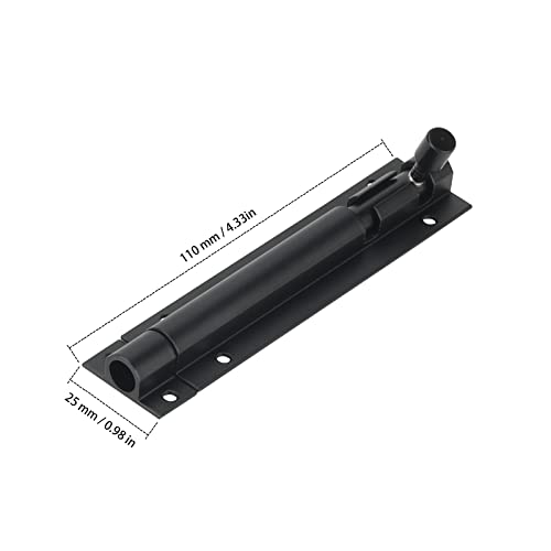ZEONHAK 6 PCS 4 Inch Black Door Bolt, 100mm Tower Bolt with Screw for Gates Door - Image 2