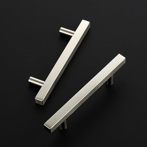 Image of Ravinte 30 Pack 3-1 /2 Inch Cabinet Pulls Brushed Nickel Sqaure Kitchen Cabinet Handles Silver Cabinet Hardware Stainless Steel Drawer Pulls 6 Inch Overall Length with Mounting Template
