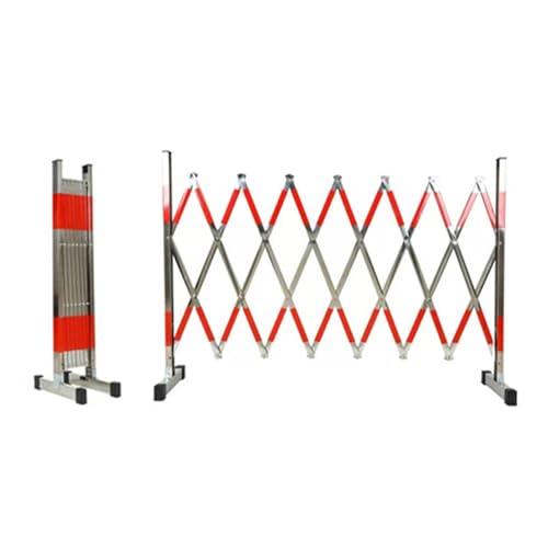 Retráctil le Ber - Puerta de tráfico portátil de acero inoxidable, valla segura para calzadas, color plateado y rojo, 1,2 x 3 m (3,9 x 11,5 pies) - Control de multitudes al aire libre