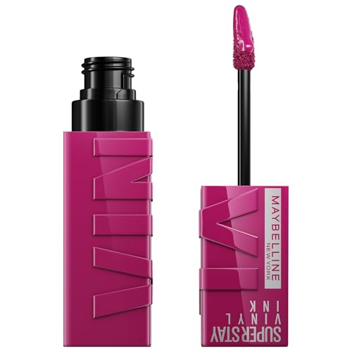 Maybelline Pintalabios líquido de Nueva York con 16 horas de duración y acabado brillante, tinta de vinilo Super Stay, nº 170 Unafraid, 4,2 ml