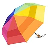 Lejorain Large Rainbow Umbrella Golf - 54inch Automatic Double Canopy Windproof Rainbow Folding Golf Umbrella Compact for Adults