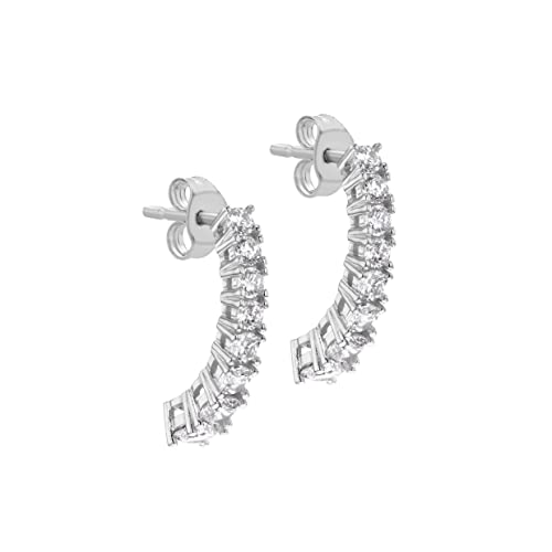 Boucles d'oreilles en argent sterling rhodié et oxydes de zirconium durables