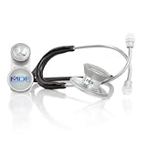 MDF MD One Epoch Lightweight Titanium Stethoscope, Adult, Pediatric, Free-Parts-for-Life, Black Tube, Silver Chestpieces-Headset, MDF777DT11