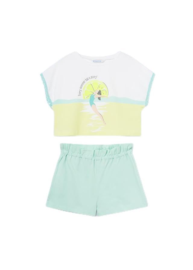 Mayoral Conjunto Niña short – Conjunto Verano - Sport – Camiseta manga corta y Pantalon corto - Ropa de Regalo – Para niñas y adolescentes de 8 años a 16 años