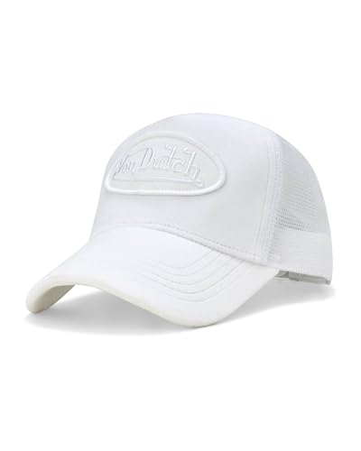 Image of Von Dutch Unisex Trucker Hat - Velvet Curved Bill Mesh Back Retro Classic Adjustable Snapback Baseball Cap for Men and Women