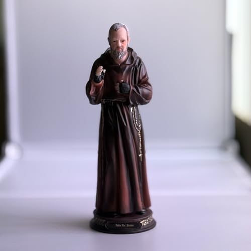 Estatua Padre Pio Resina 11 pulgadas miniatura 3