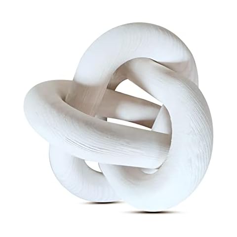 3-link Wood Knot Decor, Decorative Wooden 6 IN Chain Link Decoration Object Modern Hand Carved Wood Art Craft for Farmhouse Living Room Bedroom Coffee Table Entryway Rustic Tray Shelf Cover