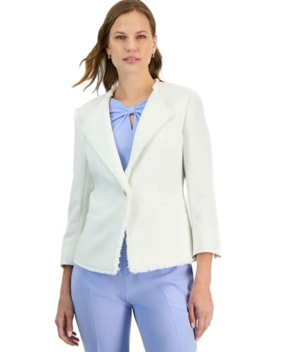 Kasper Women's Texture One Button Wing Lapel W/Fringe