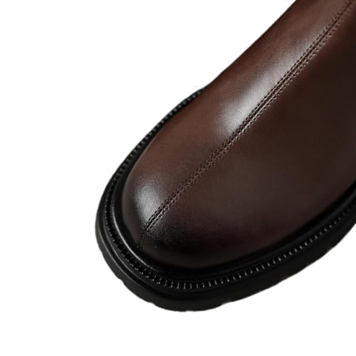 TinaCus Women's Handmade Genuine Leather Round Toe Back Zipper Platform Chelsea Boots Ankle Boots2