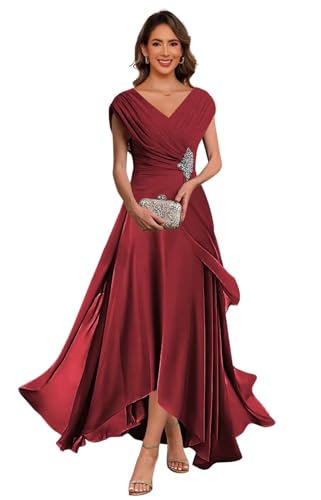 Lace Applique Chiffon Mother of The Bride Dresses Cap Sleeves Evening Gown V Neck Formal Dress for Wedding QA213