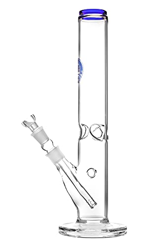 Heisenberg Glasbong Player 40cm Blue Line 18,8 Schliff Wasserpfeife NS19 mit Kickloch (mit Eisfach) Cover