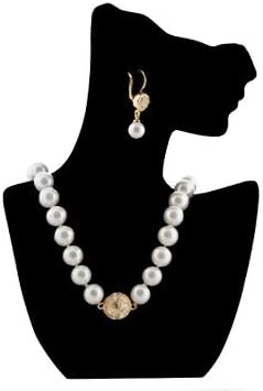 Miniatura 4 de Formal CremaChampán Color Faux Collar de perlas y arete a juego Dama Jewelry Set