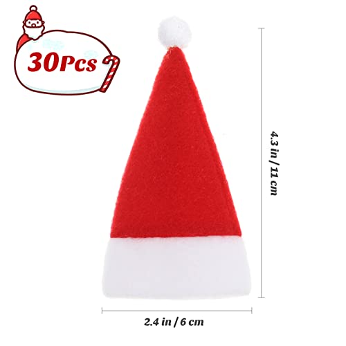 Amosfun 30 peças mini chapéu de Papai Noel vermelho mini chapéus de Papai Noel tampa de garrafas de