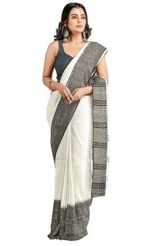 Image of eC ESHA'S COLLECTION Women's Cotton Blend Begumpuri Handloom Saree With Unstitched Running Blouse Piece