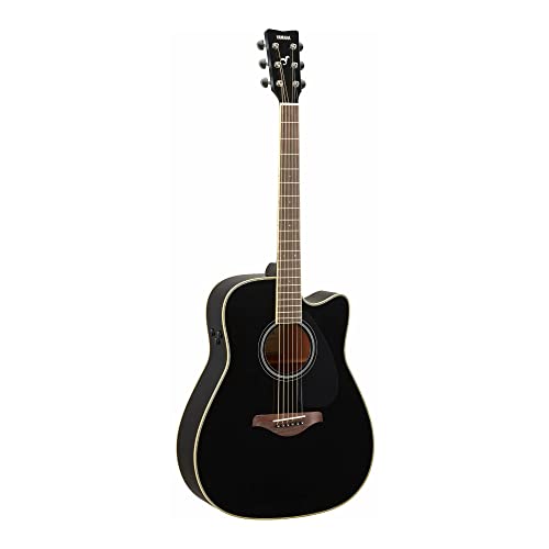 Image of Yamaha FGC-TA Dreadnought Cutaway Transacoustic Guitar w / Chorus and Reverb, Black | Built-in Transacoustic Reverb and Chorus, Solid Spruce Top, Mahogany Back and Sides, Nato Neck, Rosewood Fretboard, Line Out