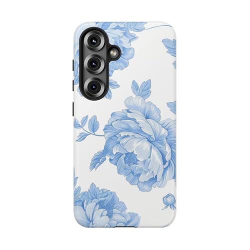 Coque fleurie Samsung S25 pivoine bleu clair pour sublimer vos looks