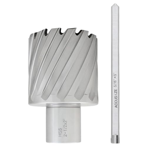 Accusize Industrial Tools 2-1/2'' by 2'' Cutting Depth H.S.S. Annular Cutter with 1 Pc Pilot Pin, 2081-2045Pin