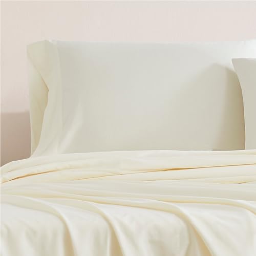 Image of Linen Closet Luxury Cotton 144 Thread Count Organic Cotton King Pillowcases, Set of 2, Fresh Ivory