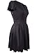 Sidefeel Women Sweet Scallop Pleated A-line Dress Small Black