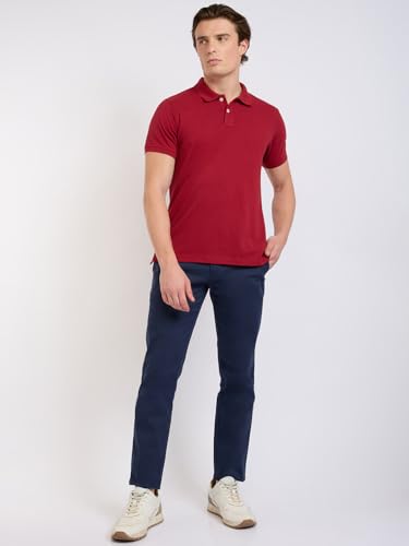 Image of Parx Men Regular Fit Solid Pattern Cotton Polyester Blend Half Sleeve Polo Neck Casual T-Shirt