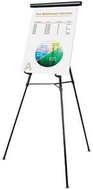 3-Leg Telescoping Easel with Pad Retainer, Adjusts 34" to 64", Aluminum, Black