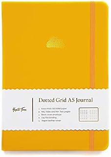 Yop & Tom A5 Dot Grid Journal - Cloud - With Extra Thick Paper (160 GSM) - Bullet Grid Dotted Journal - Sunshine Yellow