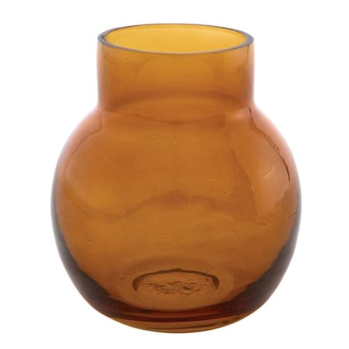 47th & Main Flower Vases Modern Shaped Glass Small Bud Vase for Home Dcor 3.25 Diameter x 3.75 Tall Amber
