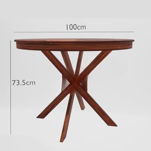 Image of AS Arts Solid Sheesham Wood Dining Table Set of 4 | Round 4 Seater Wooden Dining Set for Home & Dining Room | Solid Wood Dining Table with Cushioned Chairs | Dark Honey Finish